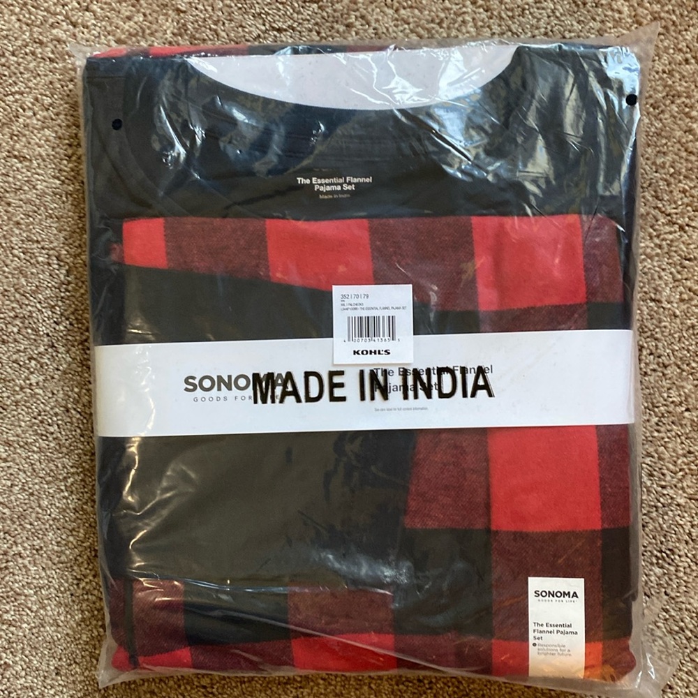 NWT Men’s Sonoma Flannel Pajama Set. XXL. Red and Black